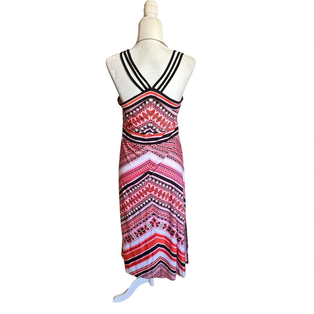 🌻 4/$25  Venus Graphic Herringbone Strappy Maxi Dress, Pink & Black, Size XL - Picture 4 of 6